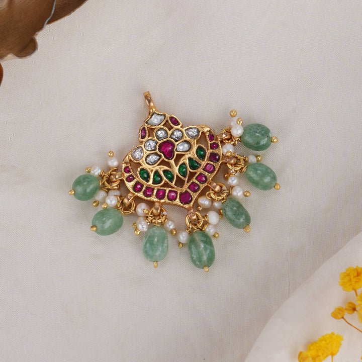 92.5 Silver, 24 kt Gold-Plated Kiyana Kundan Pendant | SHOBITAM