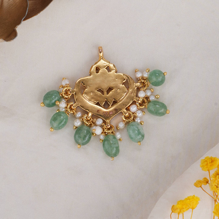 92.5 Silver, 24 kt Gold-Plated Kiyana Kundan Pendant | SHOBITAM