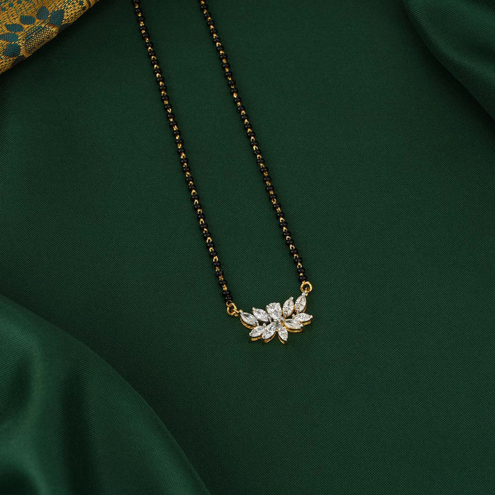 92.5 Pure Silver, Lotus Mangalsutra Chain With Earrings