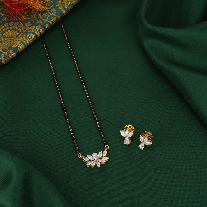 92.5 Pure Silver, Lotus Mangalsutra Chain With Earrings