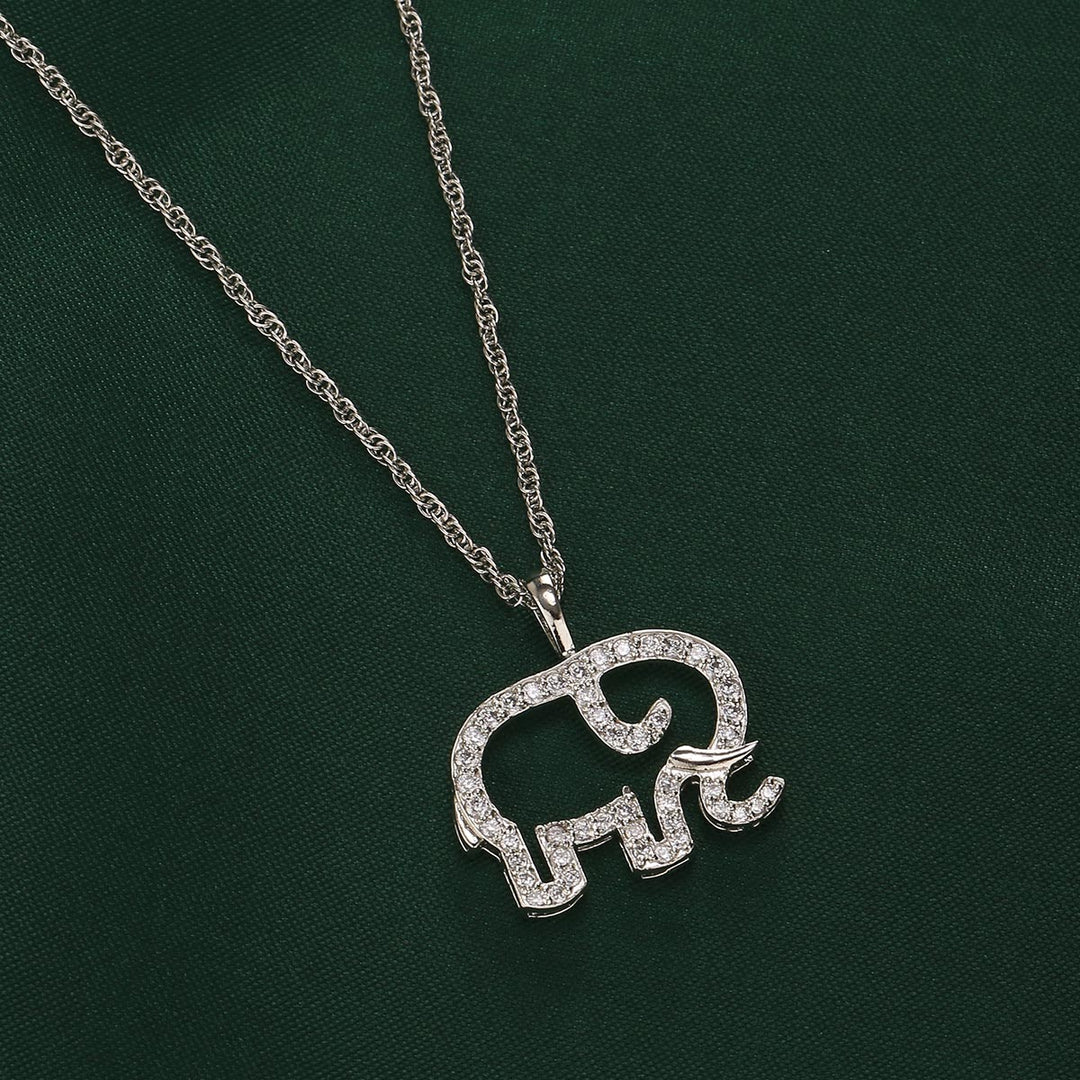 92.5 Silver Cute Elephant Swarovski Chain | SHOBITAM