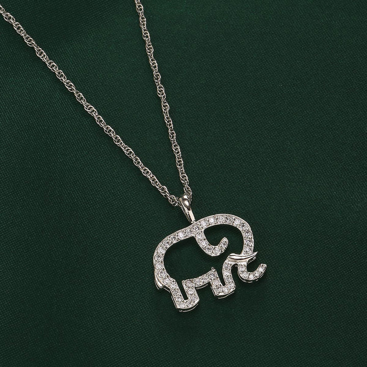 92.5 Silver Cute Elephant Swarovski Chain | SHOBITAM