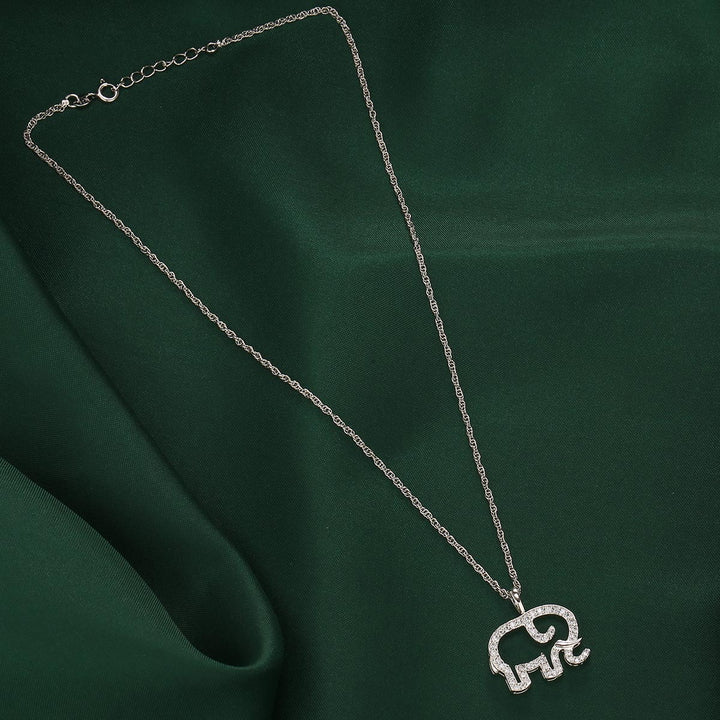 92.5 Silver Cute Elephant Swarovski Chain | SHOBITAM