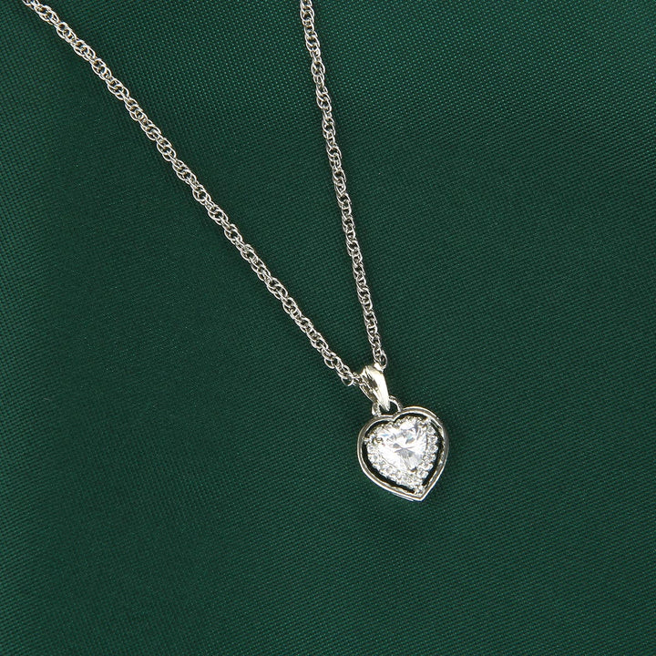 92.5 Silver Jewellery Twin Heart Chain with Earrings | SHOBITAM