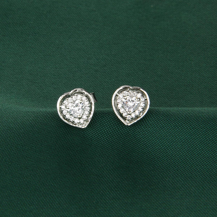 92.5 Silver Jewellery Twin Heart Chain with Earrings | SHOBITAM