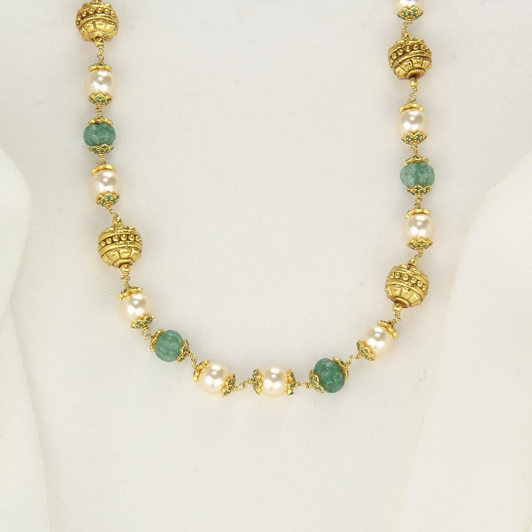 Pure 92.5 Silver, 24kt Gold Plated Vithusha Stone Chain | SHOBITAM