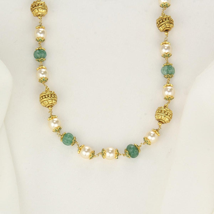 Pure 92.5 Silver, 24kt Gold Plated Vithusha Stone Chain | SHOBITAM