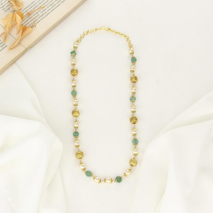 Pure 92.5 Silver, 24kt Gold Plated Vithusha Stone Chain | SHOBITAM