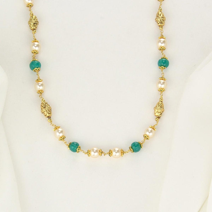 Pure 92.5 Silver, 24kt Gold Plated Dhanya Stone Chain | SHOBITAM
