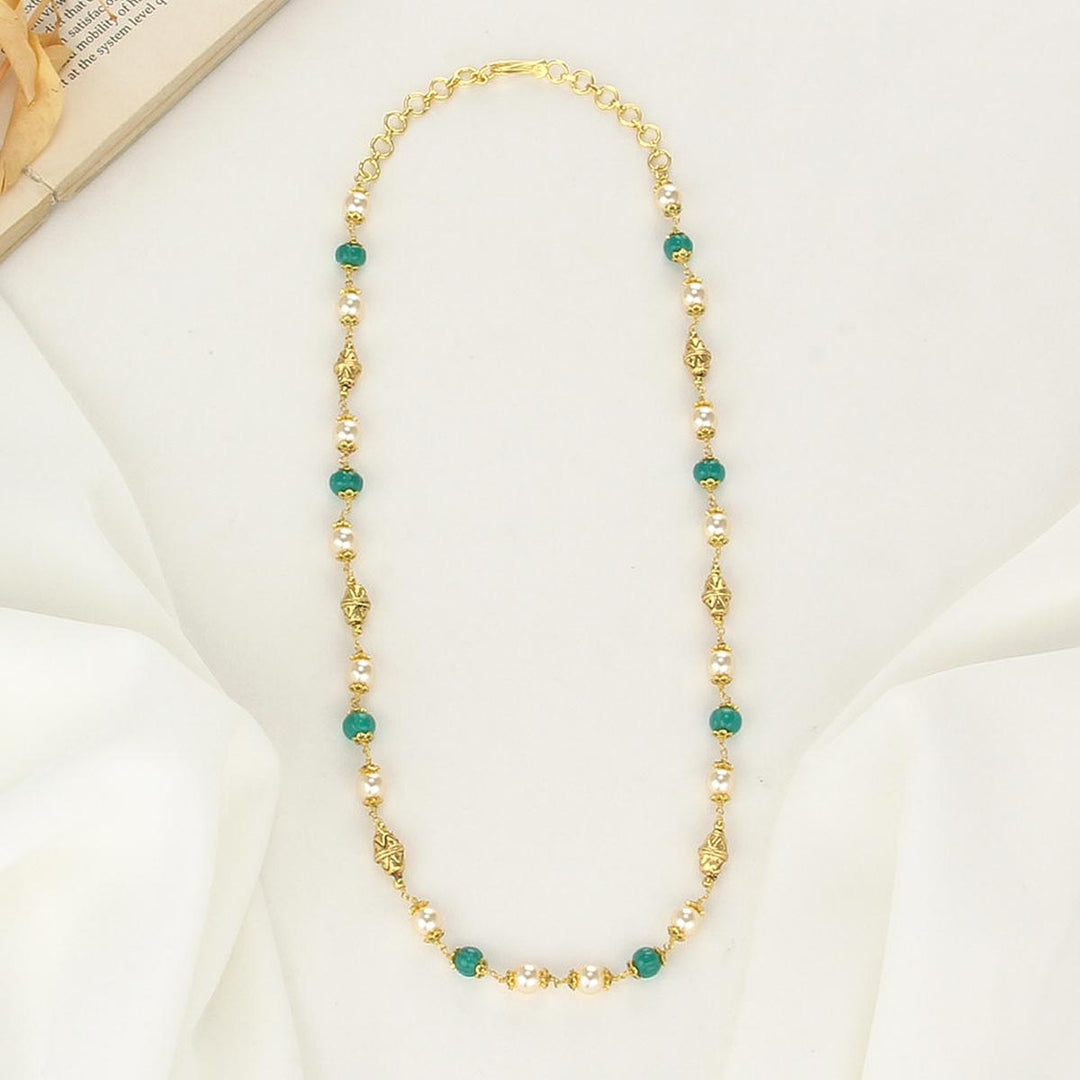 Pure 92.5 Silver, 24kt Gold Plated Dhanya Stone Chain | SHOBITAM