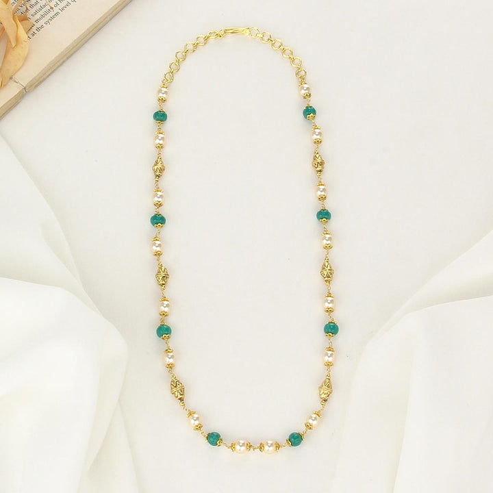 Pure 92.5 Silver, 24kt Gold Plated Dhanya Stone Chain | SHOBITAM
