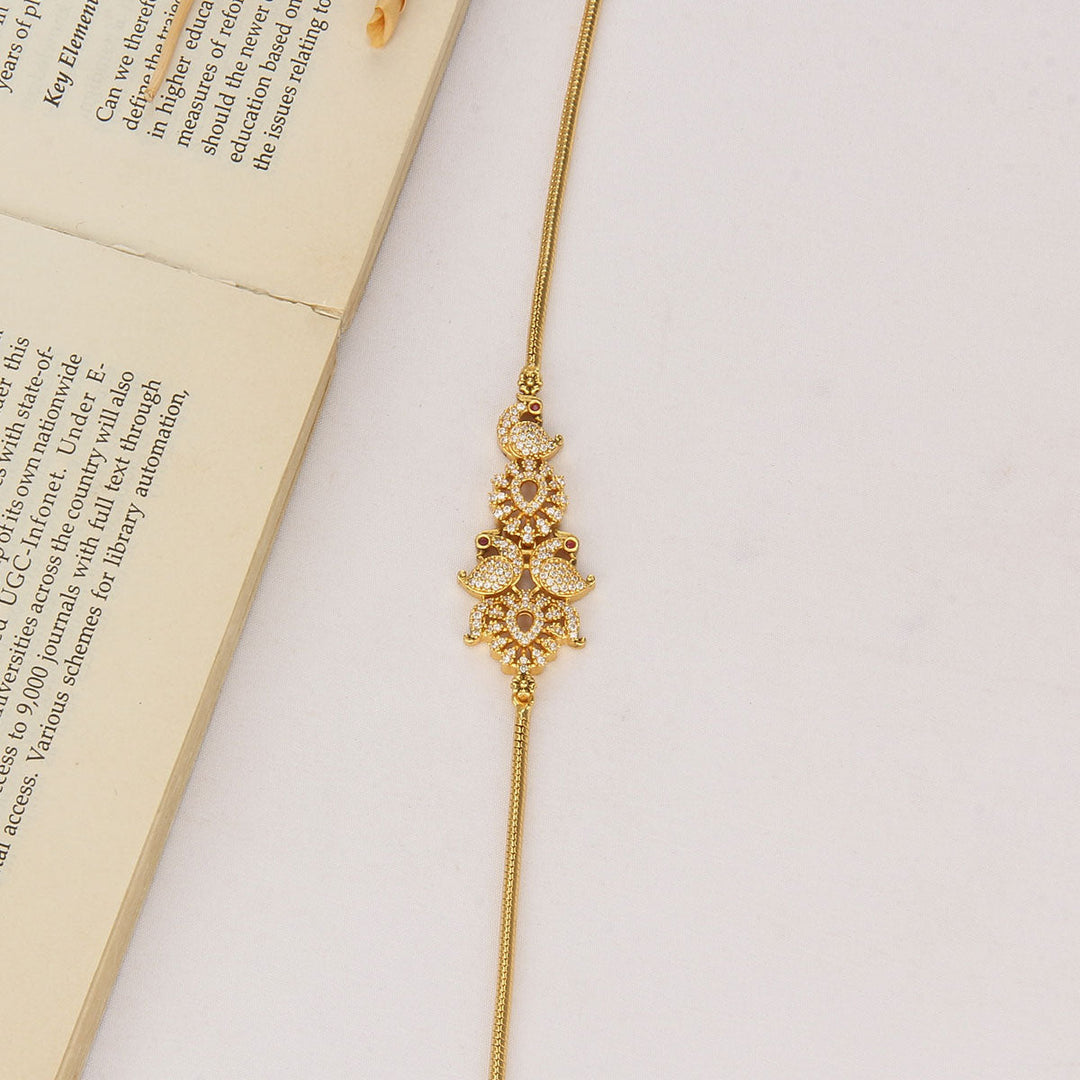 Pure 92.5 Silver, Gold Plated Yashvikha Mugappu Chain | SHOBITAM