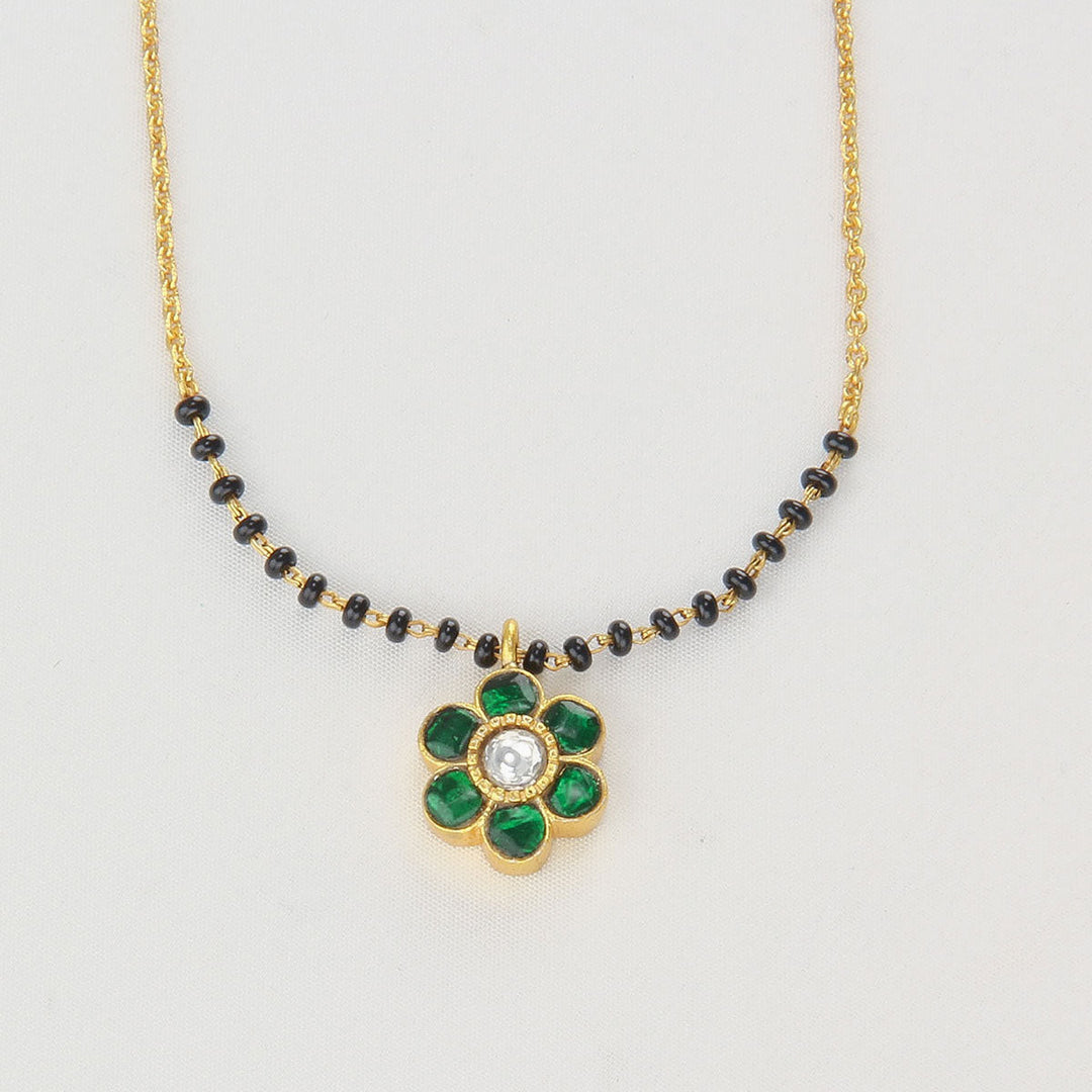 Pure 92.5 Silver, Gold Plated Stylish Kundan Chain Set | SHOBITAM
