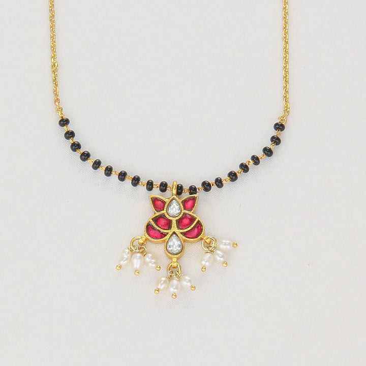 Pure 92.5 Silver, Gold Plated Liora Kundan Chain Set | SHOBITAM