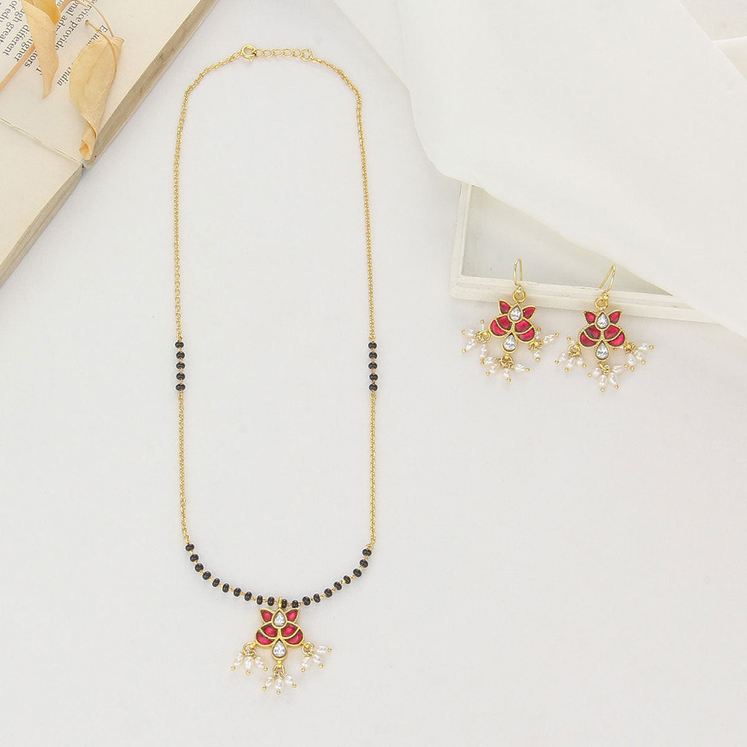 Pure 92.5 Silver, Gold Plated Liora Kundan Chain Set | SHOBITAM