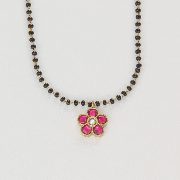 Pure 92.5 Silver, Gold Plated Pretty Kundan Chain Set | SHOBITAM