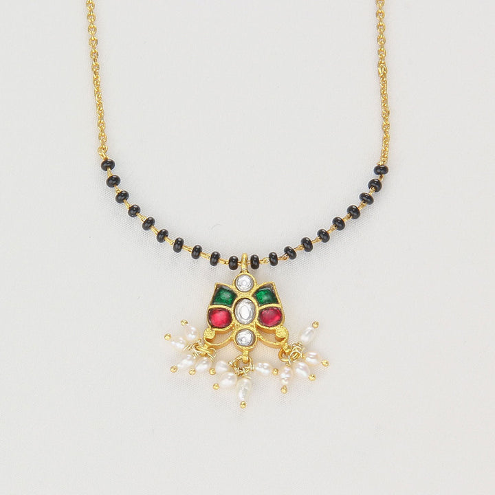 Pure 92.5 Silver, Gold Plated Nilani Kundan Chain Set | SHOBITAM