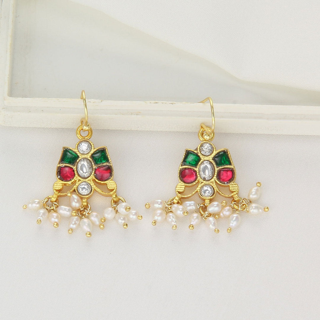 Pure 92.5 Silver, Gold Plated Nilani Kundan Chain Set | SHOBITAM