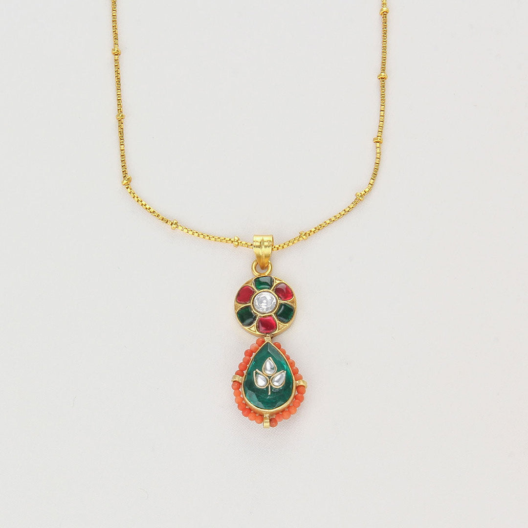 Pure 92.5 Silver, Gold Plated Classy Kundan Chain | SHOBITAM