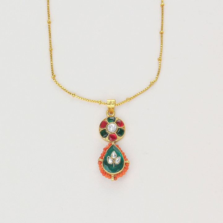 Pure 92.5 Silver, Gold Plated Classy Kundan Chain | SHOBITAM