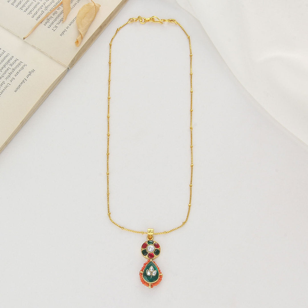 Pure 92.5 Silver, Gold Plated Classy Kundan Chain | SHOBITAM