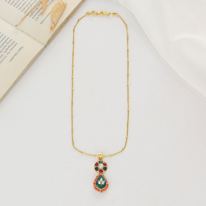 Pure 92.5 Silver, Gold Plated Classy Kundan Chain | SHOBITAM