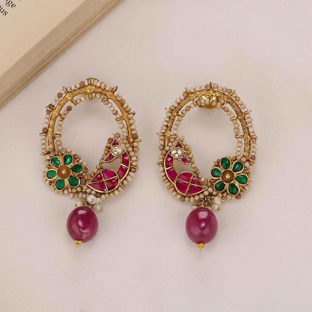 92.5 Silver and 24kt gold-plated, Vritika Oxidised Long Earrings | SHOBITAM