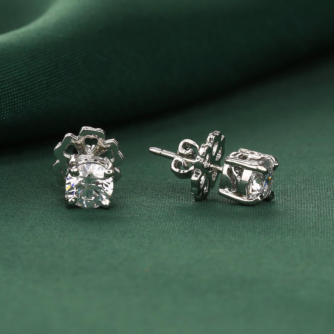 92.5 Silver Devi Studs | SHOBITAM