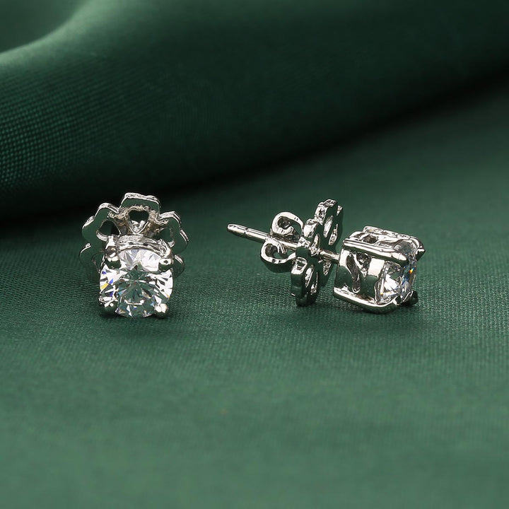 92.5 Silver Devi Studs | SHOBITAM