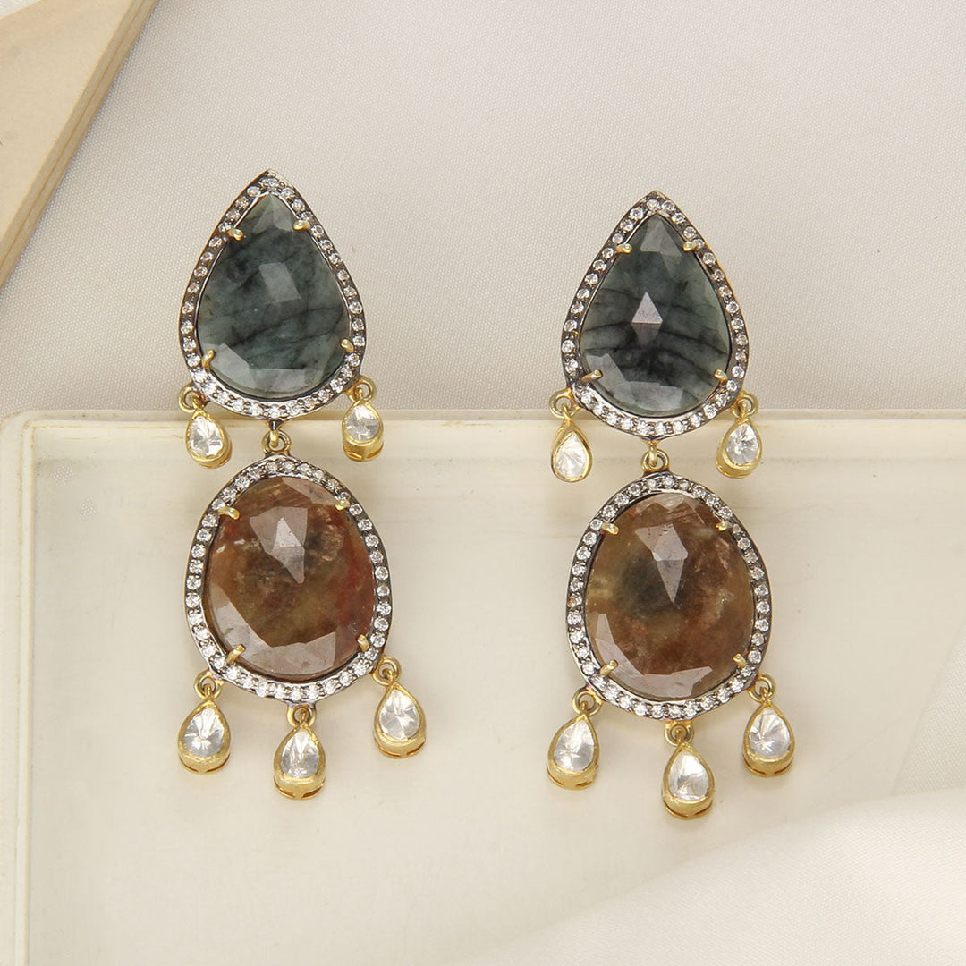 92.5 Silver and 24kt gold-plated, Glow Boho Earrings | SHOBITAM