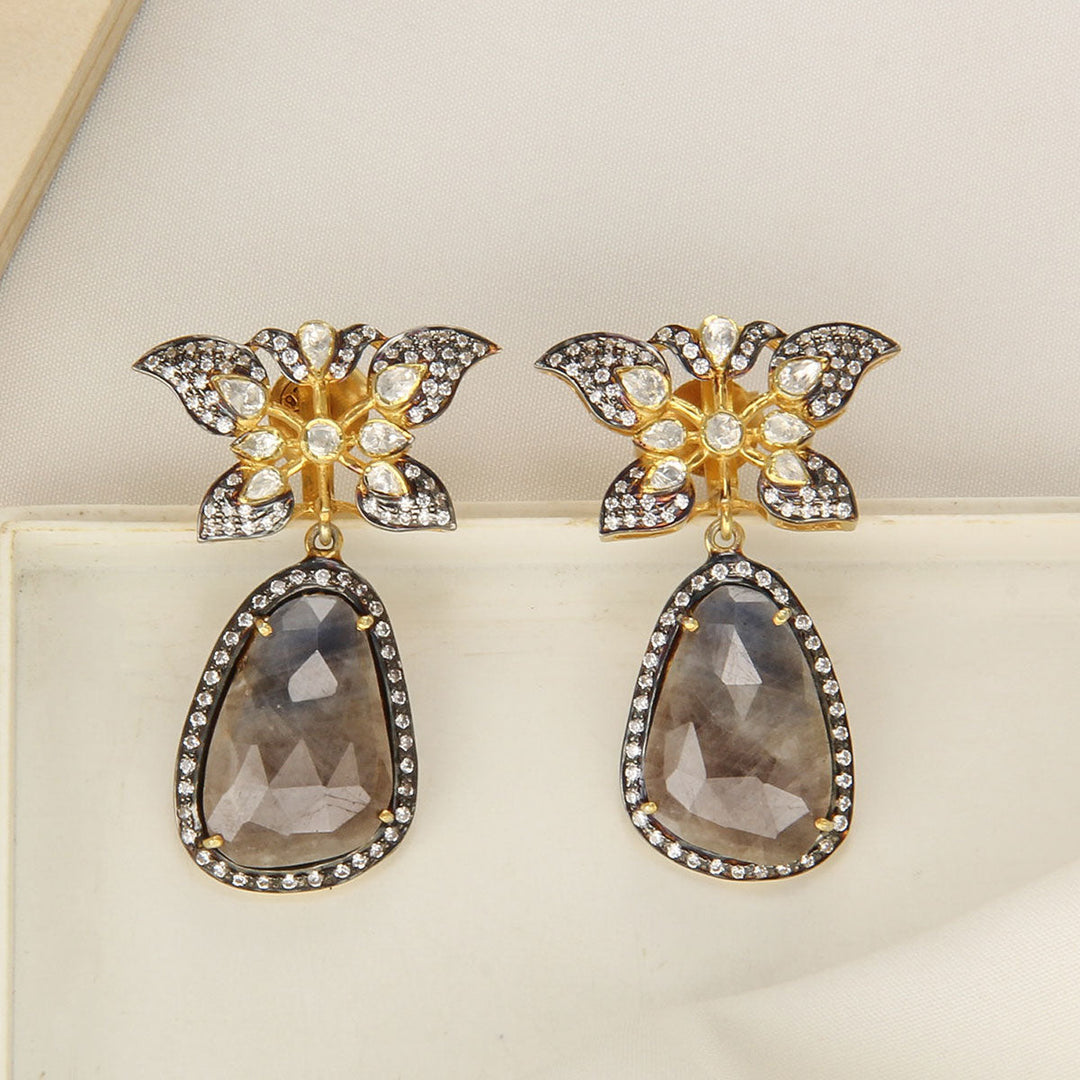 92.5 Silver and 24kt gold-plated, Butterfly Boho Earrings | SHOBITAM