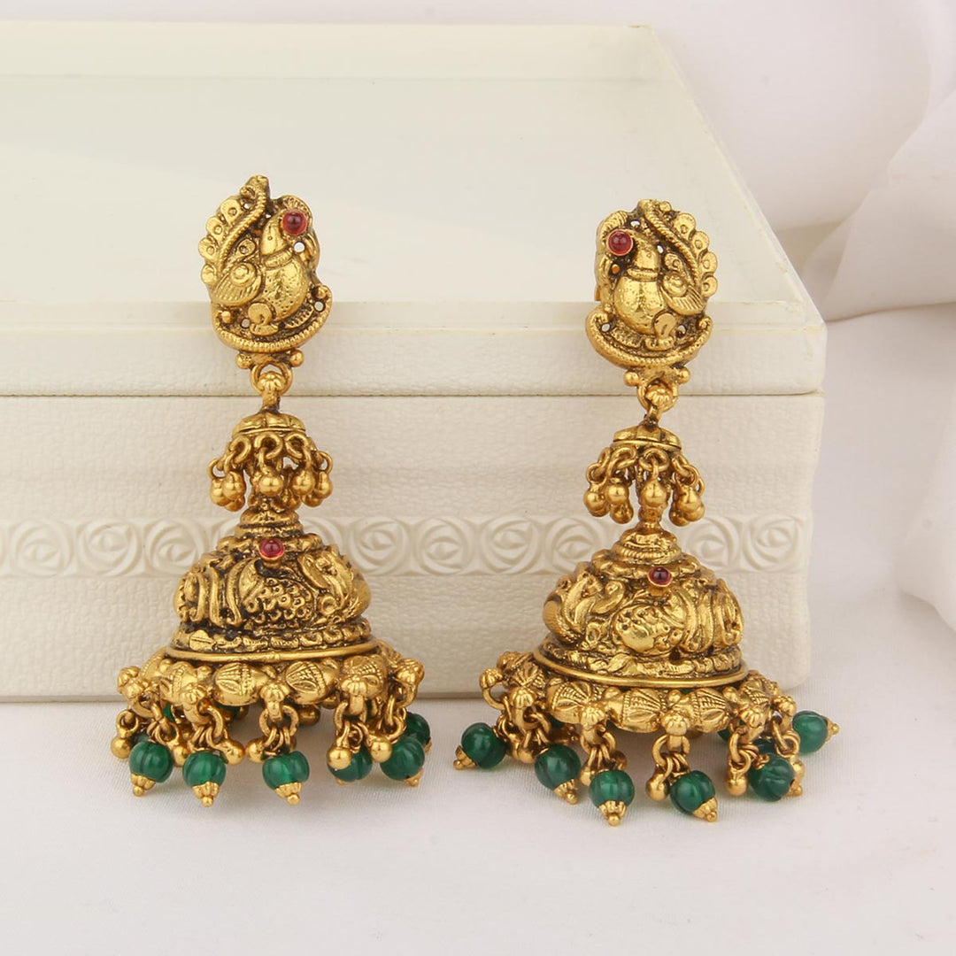 Pure 92.5 Silver, 24kt Gold Plated Bridal Nagas Jhumkas | SHOBITAM