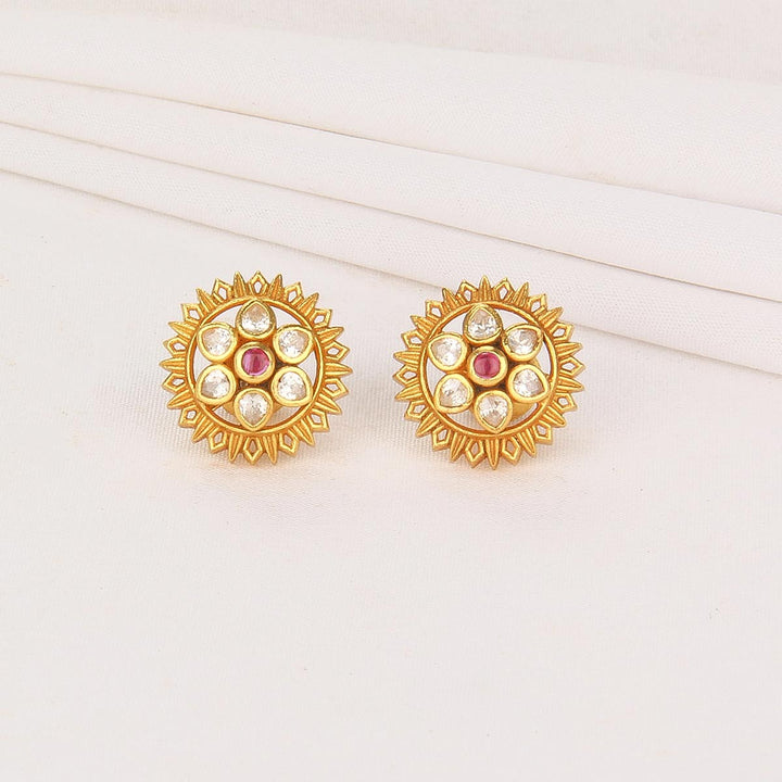 92.5% sterling silver and 24-karat gold plating Unique Stone Studs | SHOBITAM