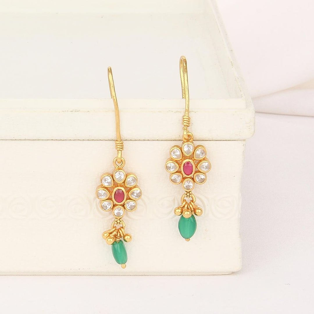 Pure 92.5 Silver, 24kt Gold Plated Nidhra Hook Drops | SHOBITAM