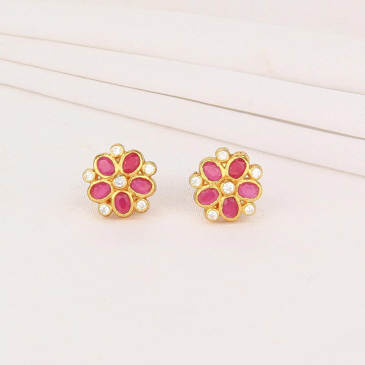 92.5% sterling silver and 24-karat gold plating, Sherisha Stone Studs | SHOBITAM