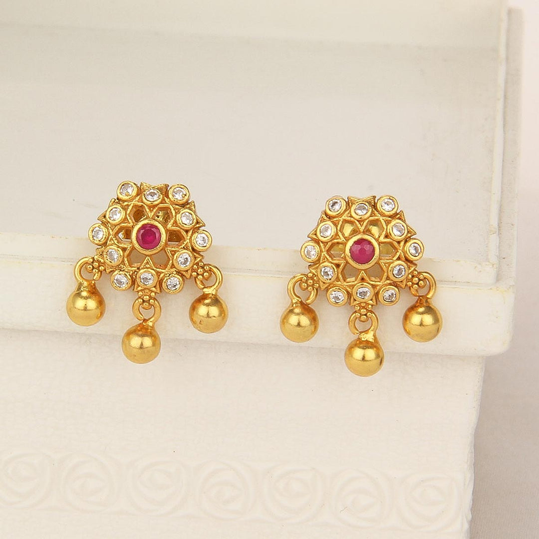 Pure 92.5 Silver, 24kt Gold Plated Yalika Stone Drops | SHOBITAM