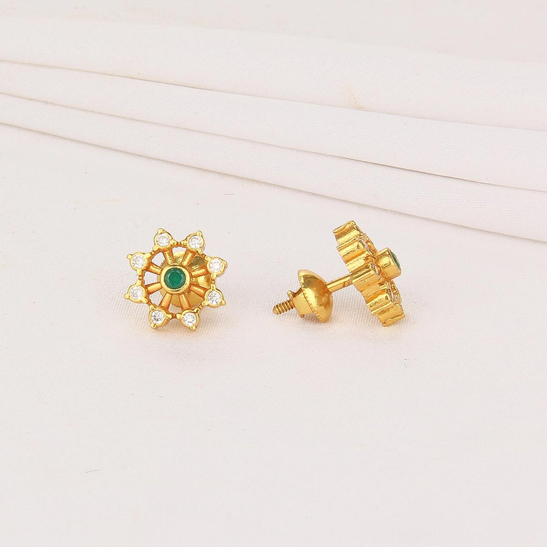 Pure 92.5 Silver, 24kt Gold Plated Bhavikha Stone Studs | SHOBITAM