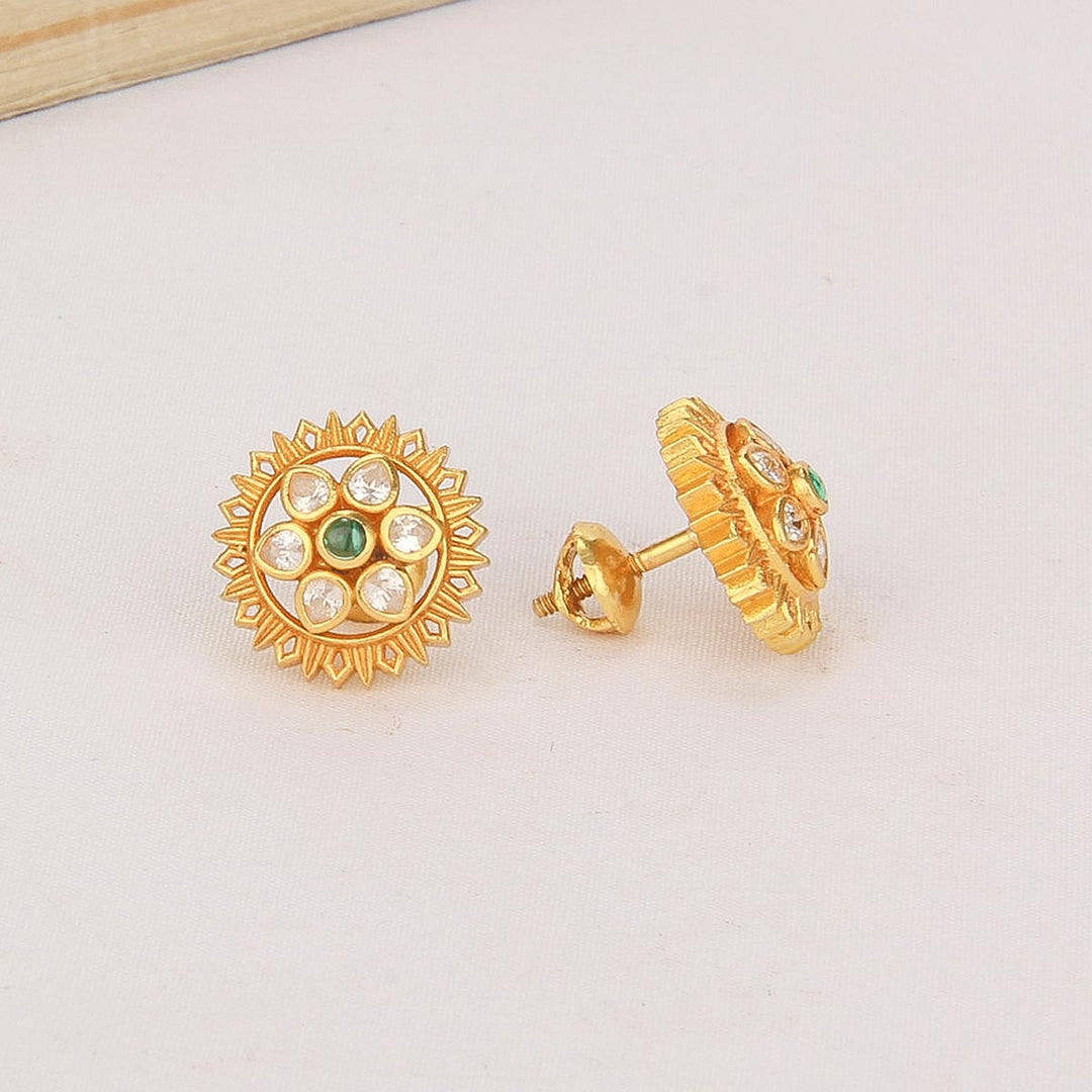 92.5% sterling silver and 24-karat gold plating,Thishika Stone Studs | SHOBITAM