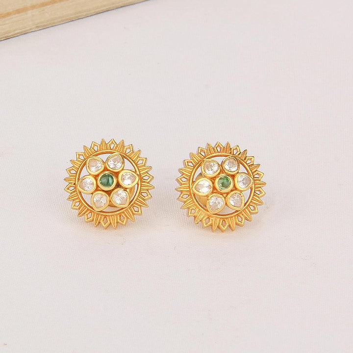 92.5% sterling silver and 24-karat gold plating,Thishika Stone Studs | SHOBITAM