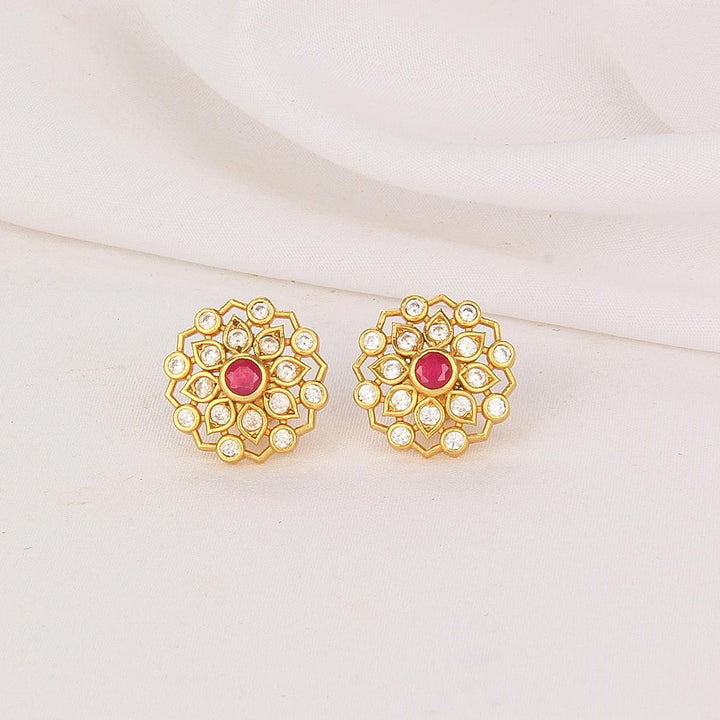 Pure 92.5 Silver, 24kt Gold Plated Smitha Stone Studs | SHOBITAM