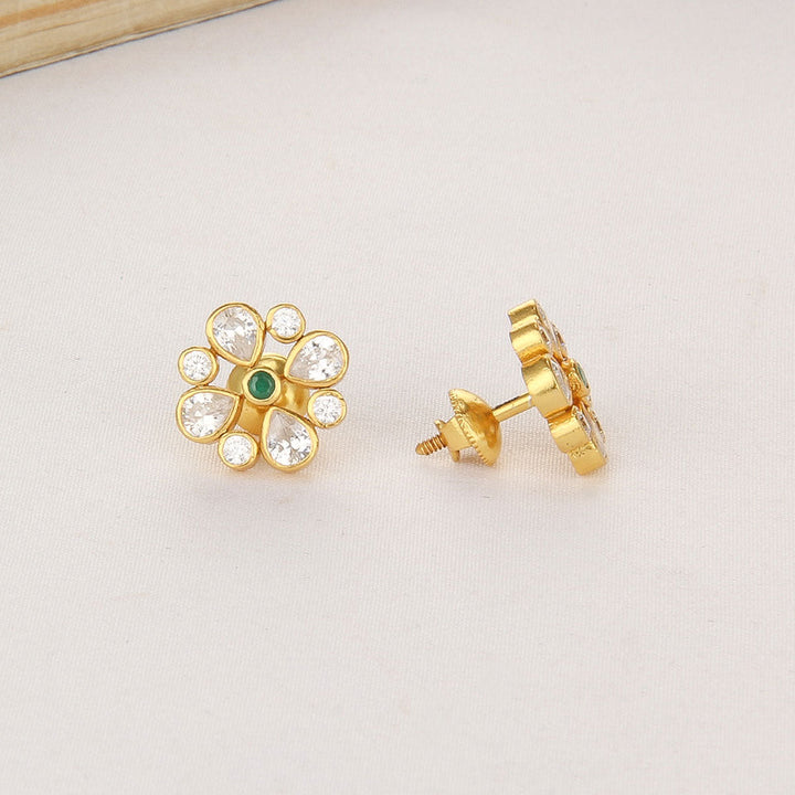 92.5 silver and 24-karat gold plated, Karishma Stone Studs | SHOBITAM
