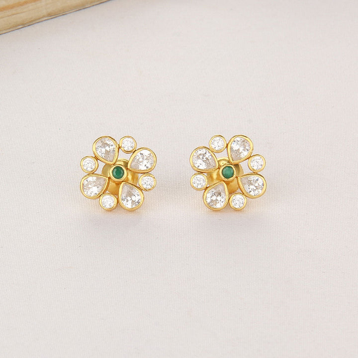92.5 silver and 24-karat gold plated, Karishma Stone Studs | SHOBITAM