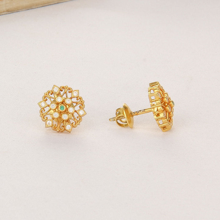 92.5 silver and 24-karat gold plated, Advika Stone Studs | SHOBITAM