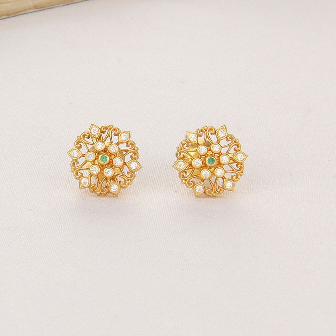 92.5 silver and 24-karat gold plated, Advika Stone Studs | SHOBITAM