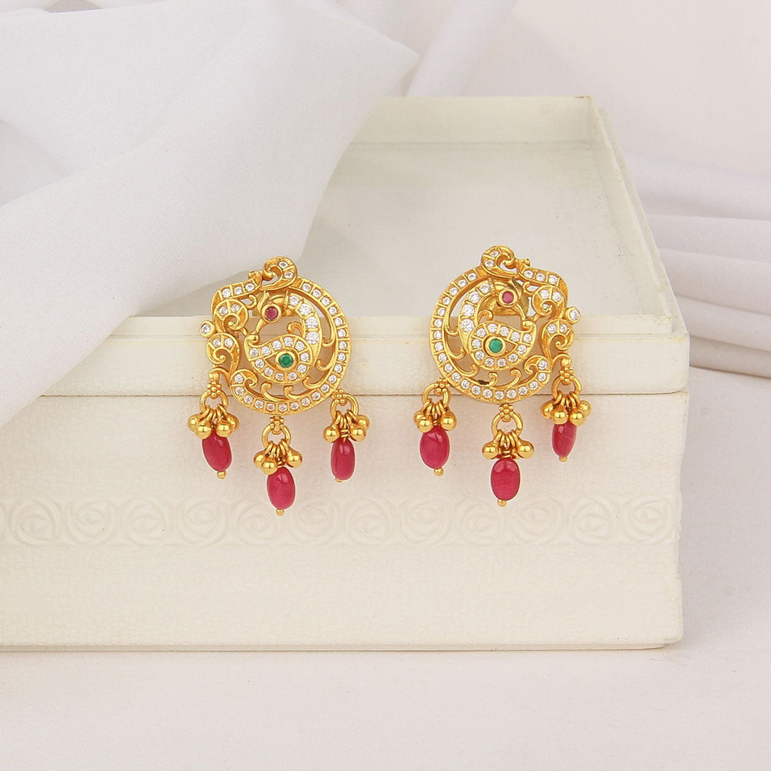 92.5 Silver, 24kt Gold Plated, Sherisha Stone Drops | SHOBITAM
