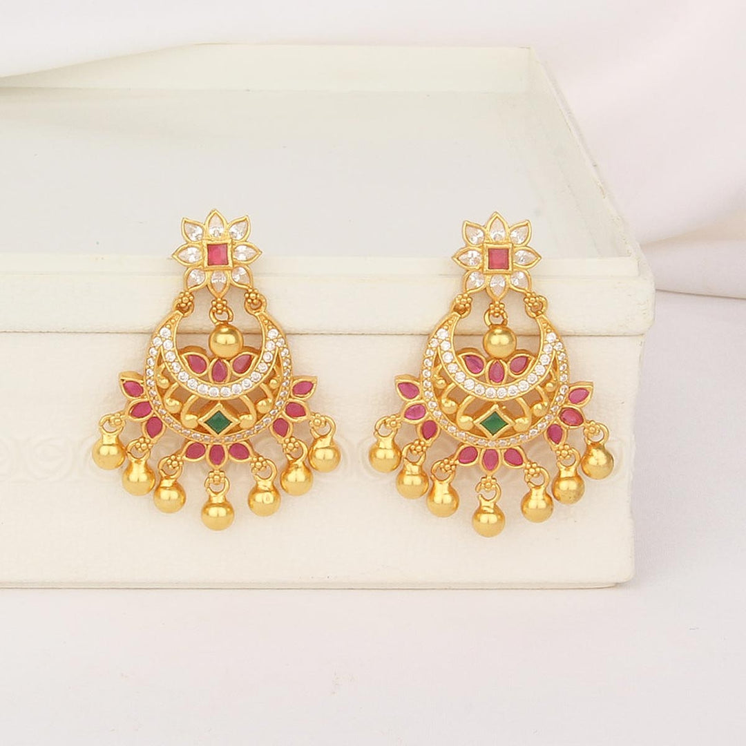 92.5 Silver, 24kt Gold Plated, Anaghaya Chandubaali Earrings | SHOBITAM