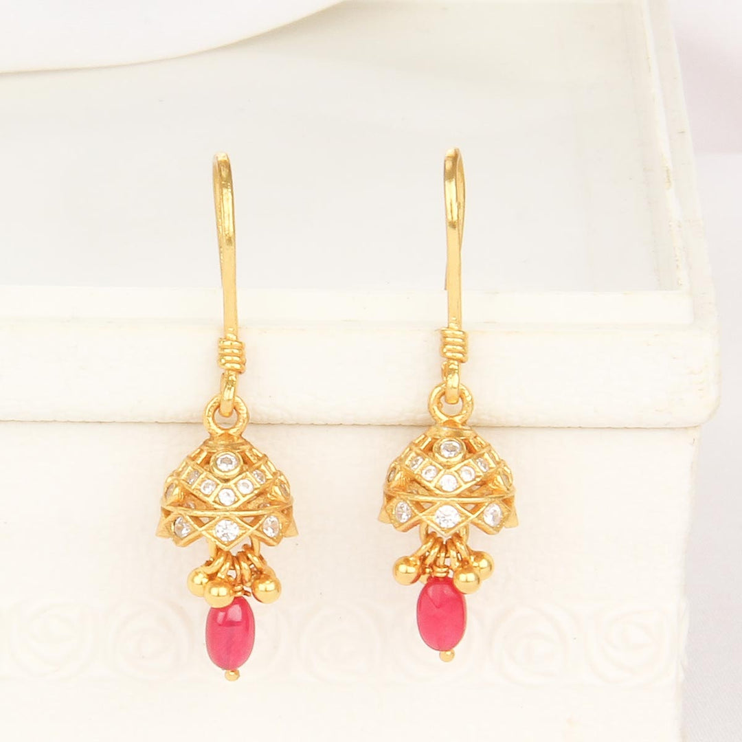 92.5 Silver, 24 kt Gold-Plated, Calista Hook Jhumkas | SHOBITAM