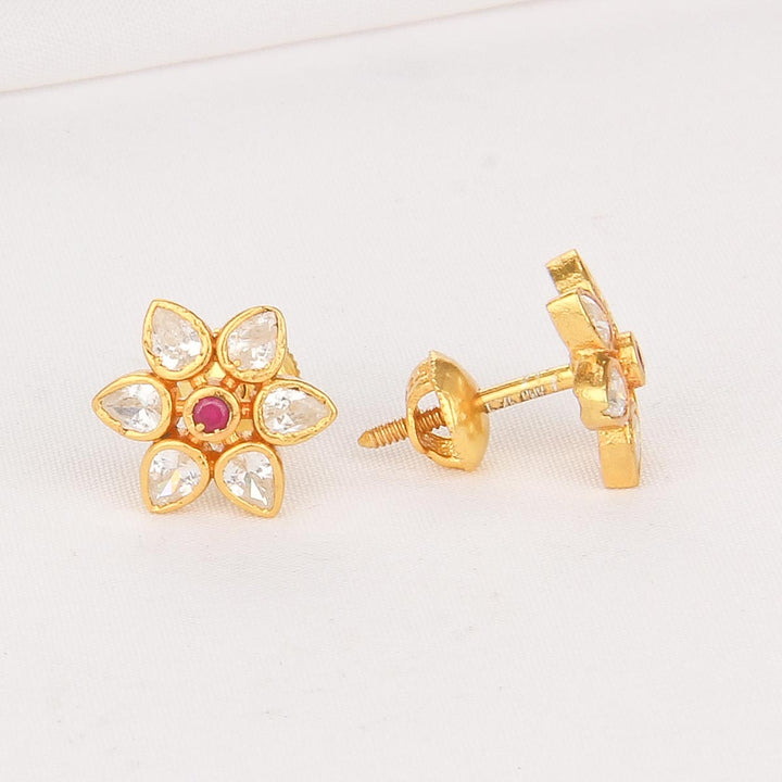 92.5 Silver, 24kt Gold Plated, Hasilka Stone Studs | SHOBITAM