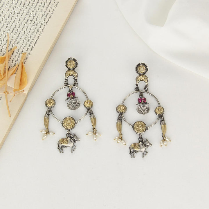 92.5 Silver and 24kt gold-plated, Trendy Boho Long Earrings | SHOBITAM