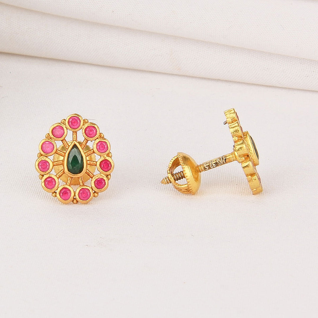 92.5 Silver, 24kt Gold Plated, Sherina Stone Studs | SHOBITAM